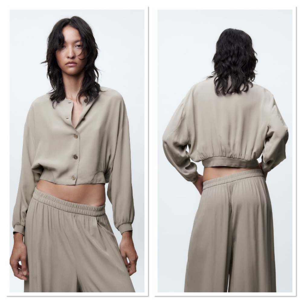 Zara Button Closure Short Bomber Jacket